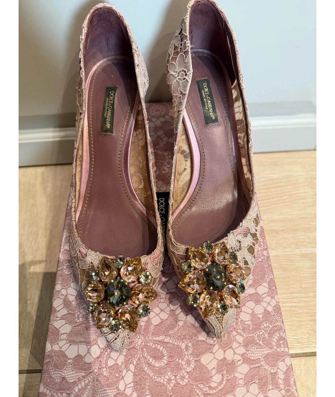 DOLCE&GABBANA Розовые текстильные туфли, фото 3