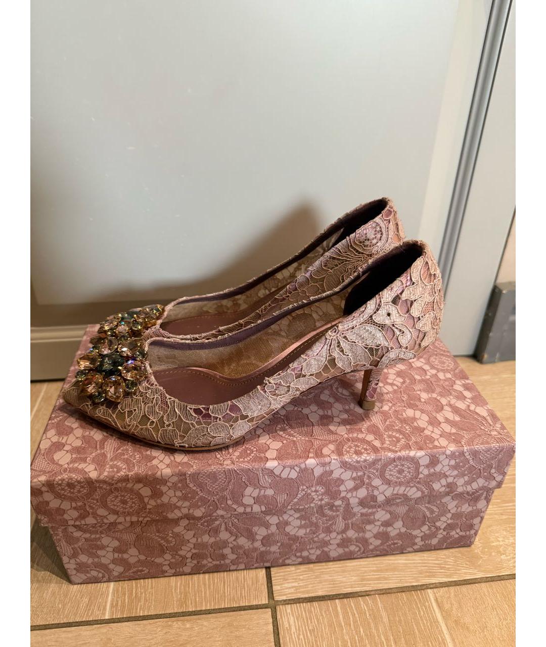 DOLCE&GABBANA Розовые текстильные туфли, фото 6