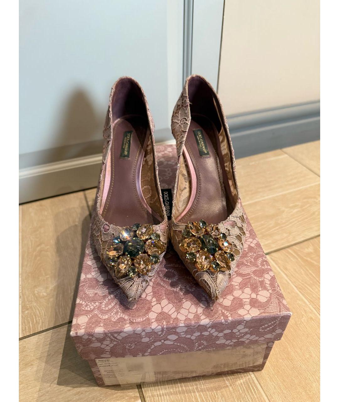 DOLCE&GABBANA Розовые текстильные туфли, фото 2