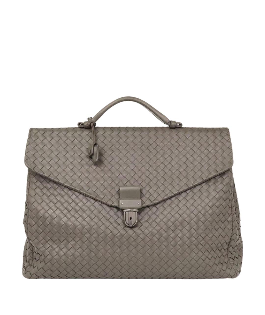BOTTEGA VENETA Серый кожаный портфель, фото 1