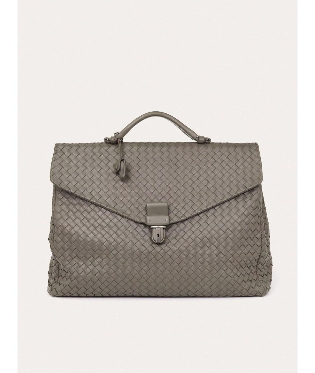 BOTTEGA VENETA Серый кожаный портфель, фото 9