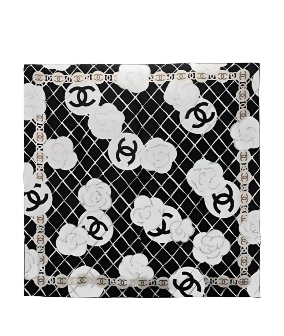 CHANEL Черный шелковый платок, фото 1