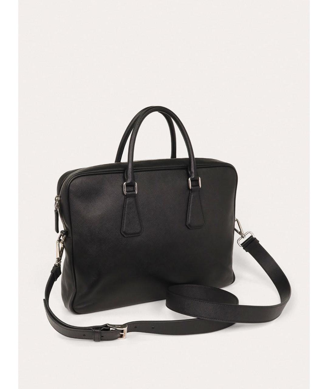 PRADA Черный кожаный портфель, фото 2