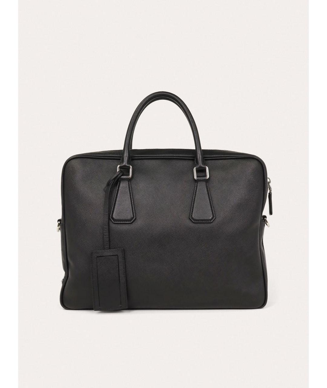 PRADA Черный кожаный портфель, фото 3