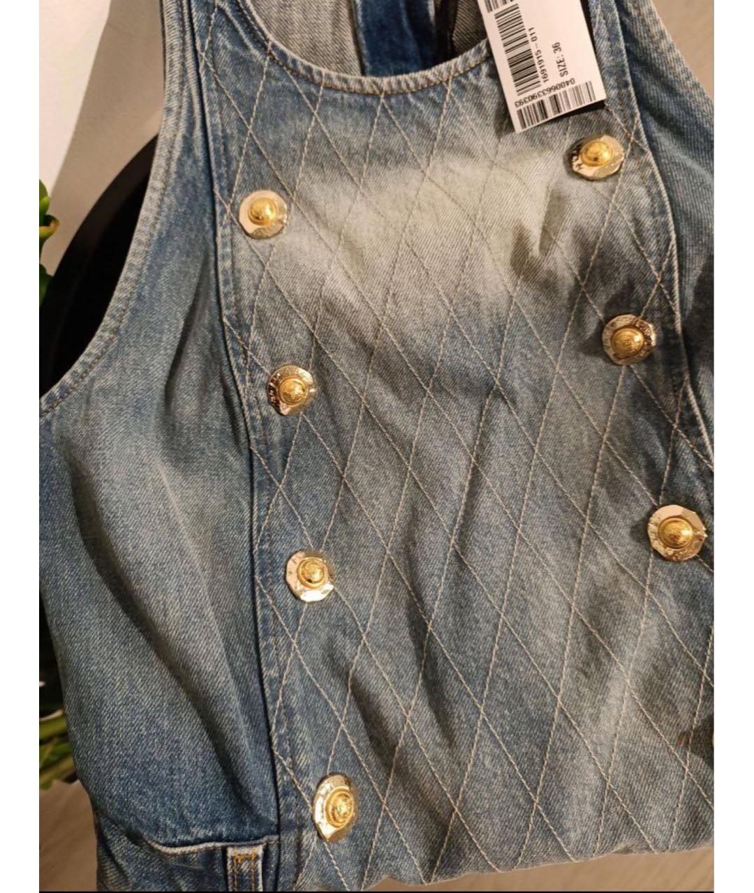 BALMAIN Голубое деним повседневное платье, фото 7