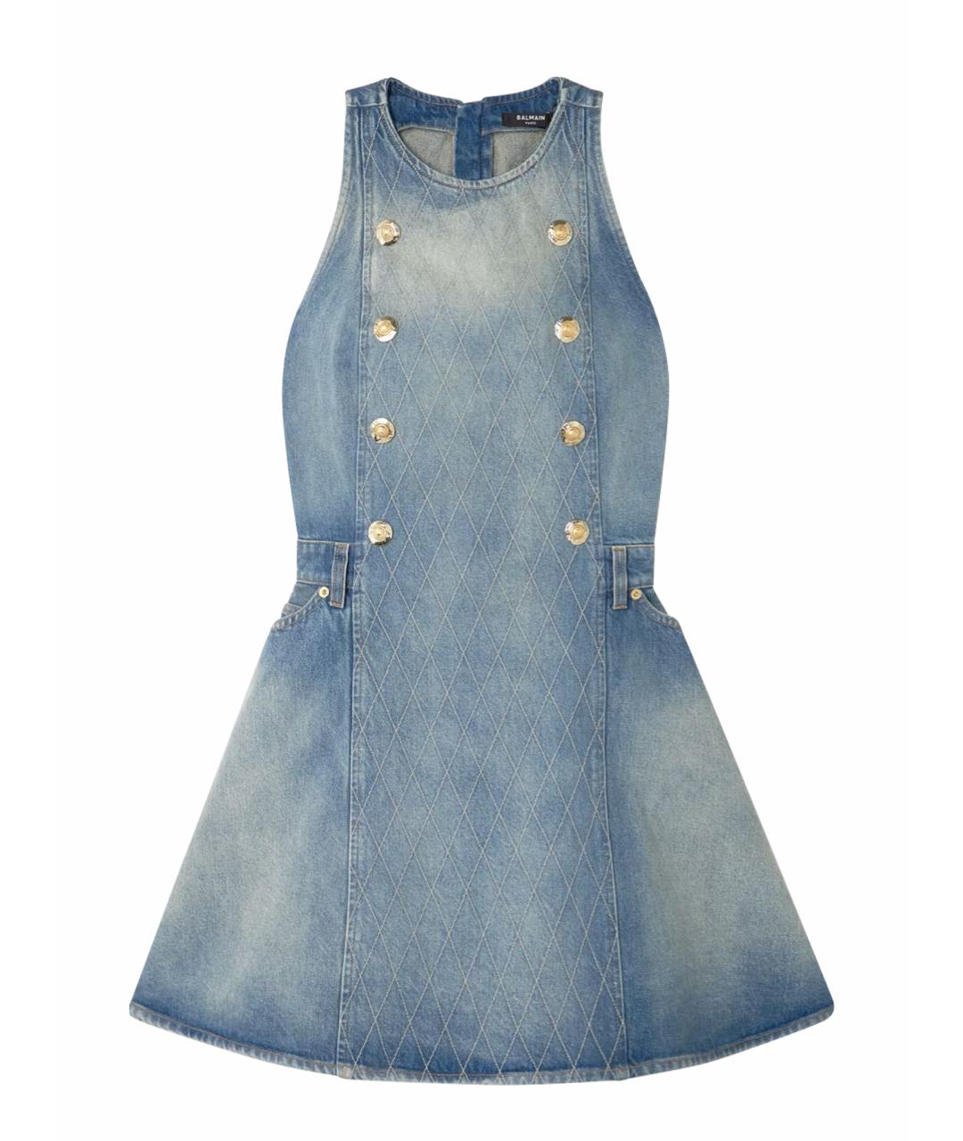 BALMAIN Голубое деним повседневное платье, фото 1