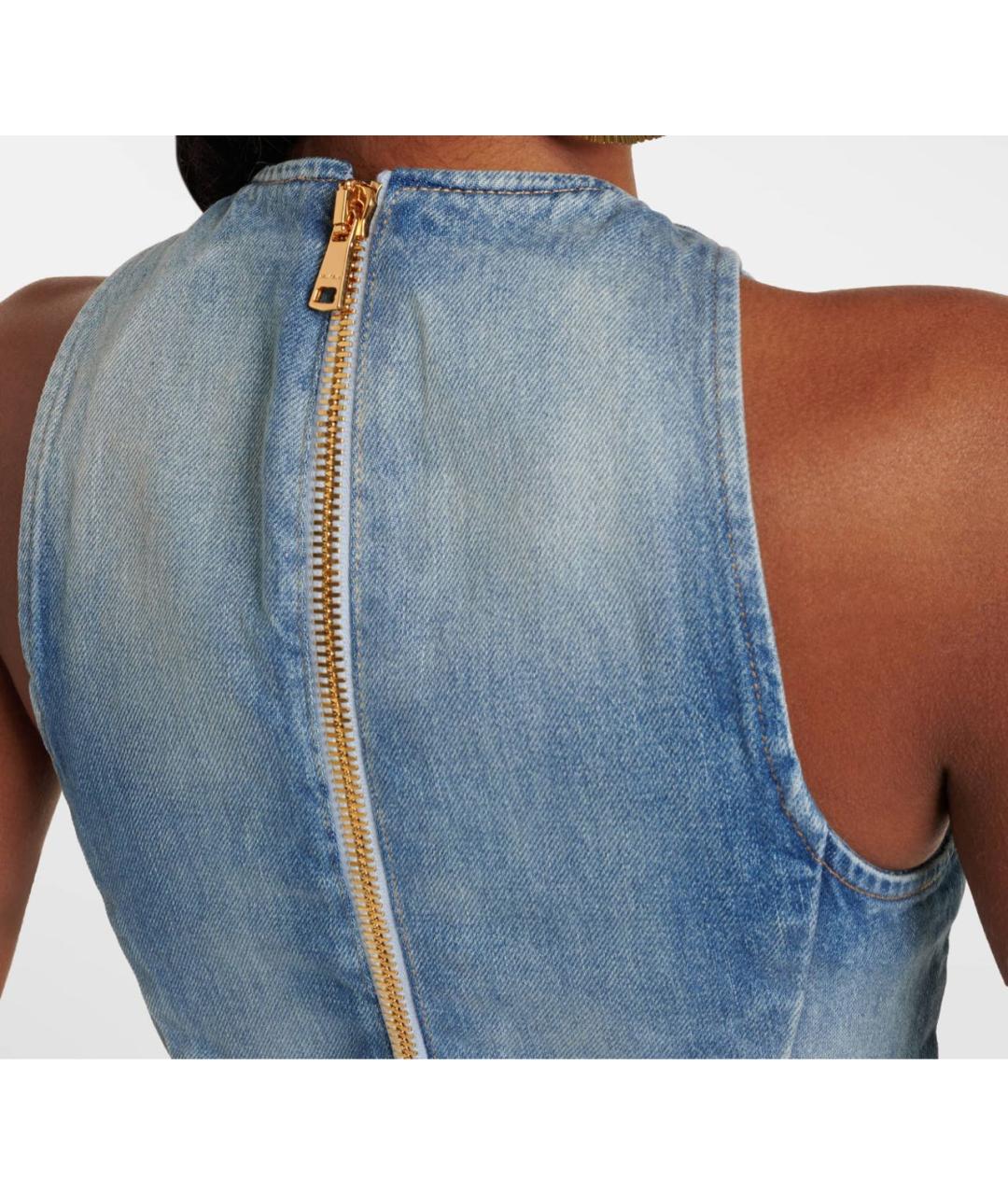 BALMAIN Голубое деним повседневное платье, фото 3