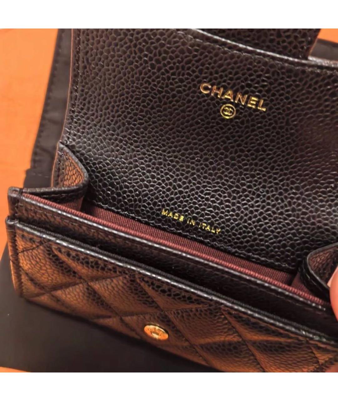 CHANEL Черный кожаный кошелек, фото 3