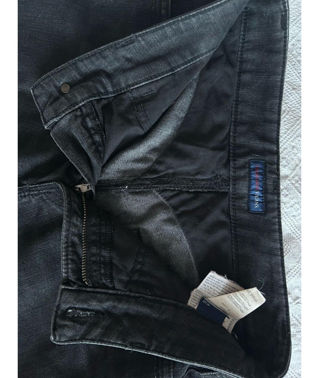 TRUSSARDI JEANS Черные хлопко-эластановые джинсы слим, фото 3