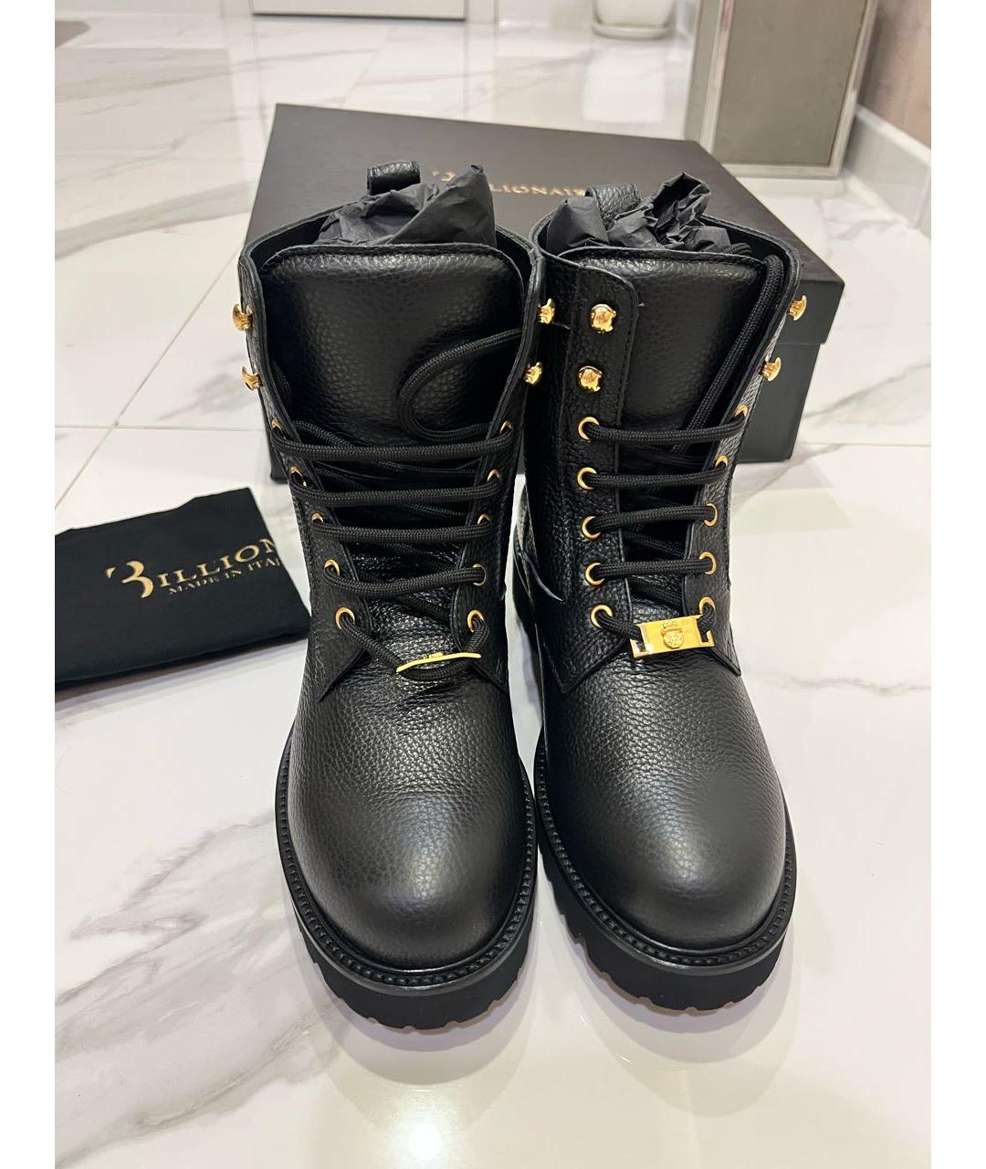 BILLIONAIRE Черные кожаные высокие ботинки, фото 2