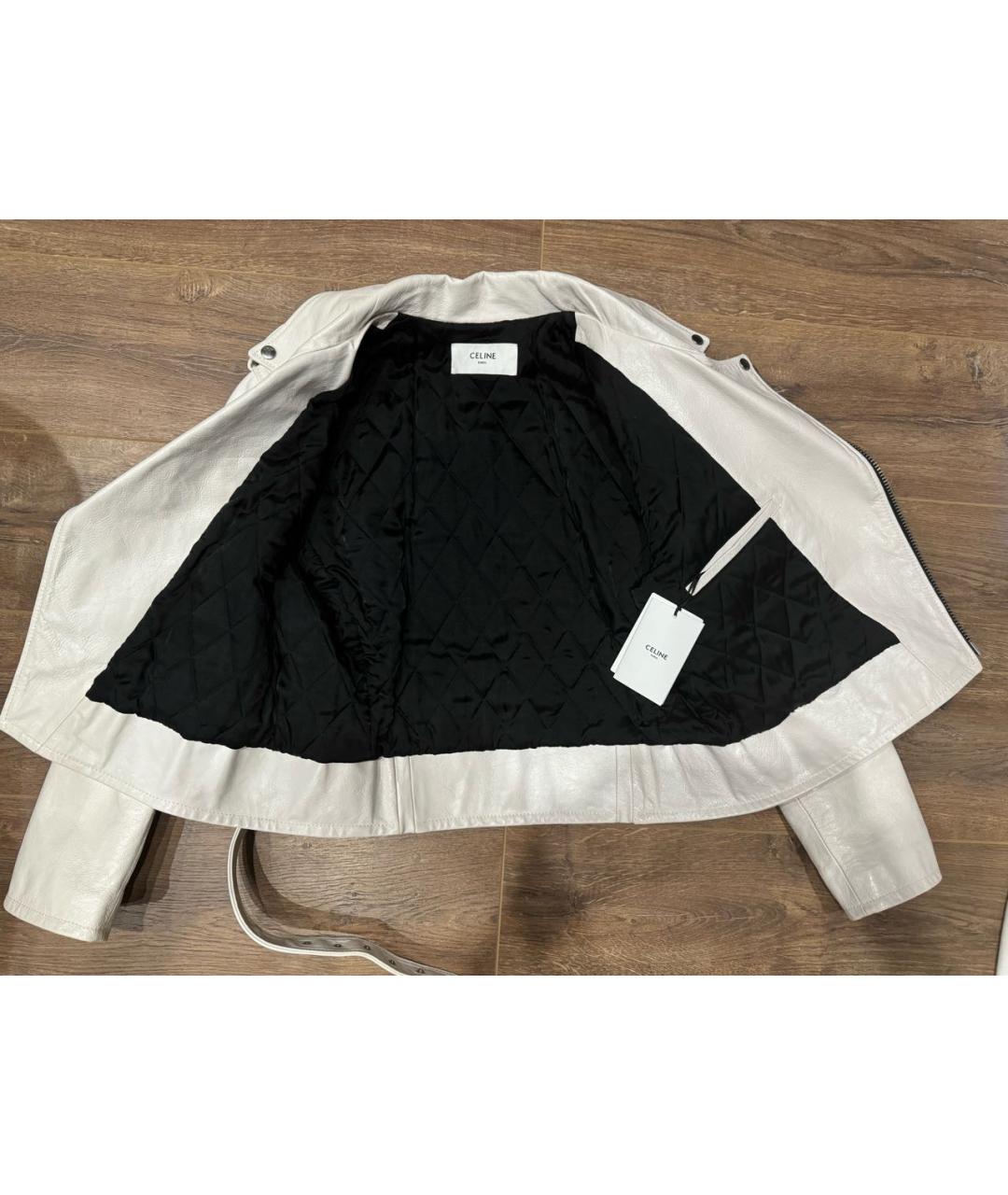 CELINE Белая кожаная куртка, фото 3