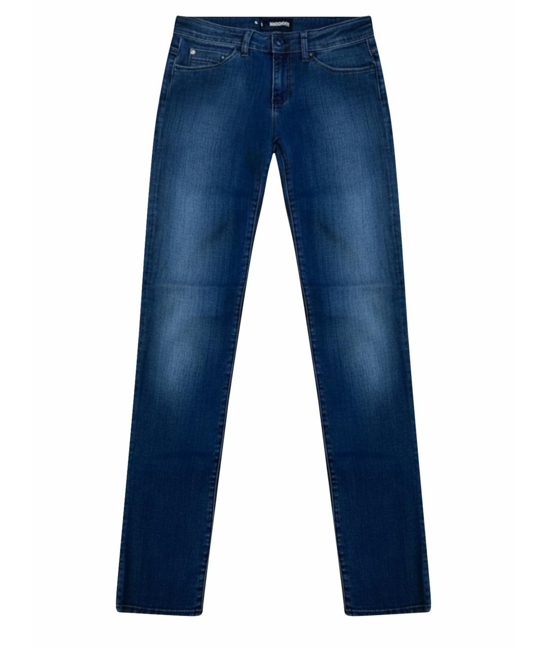 LOVE MOSCHINO Синие хлопко-эластановые прямые джинсы, фото 1