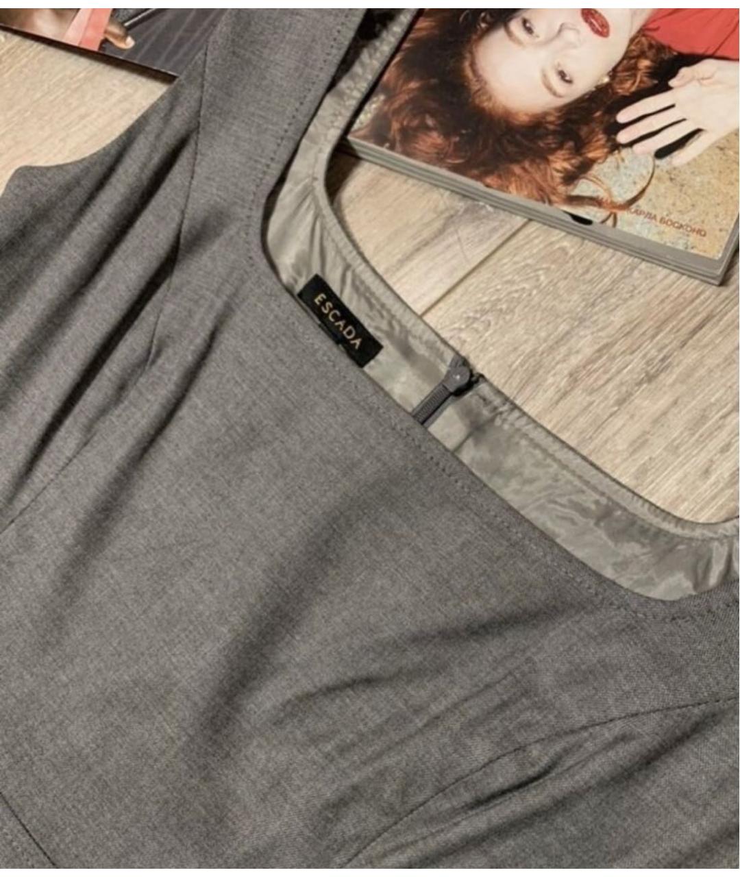 ESCADA Серое шерстяное повседневное платье, фото 4