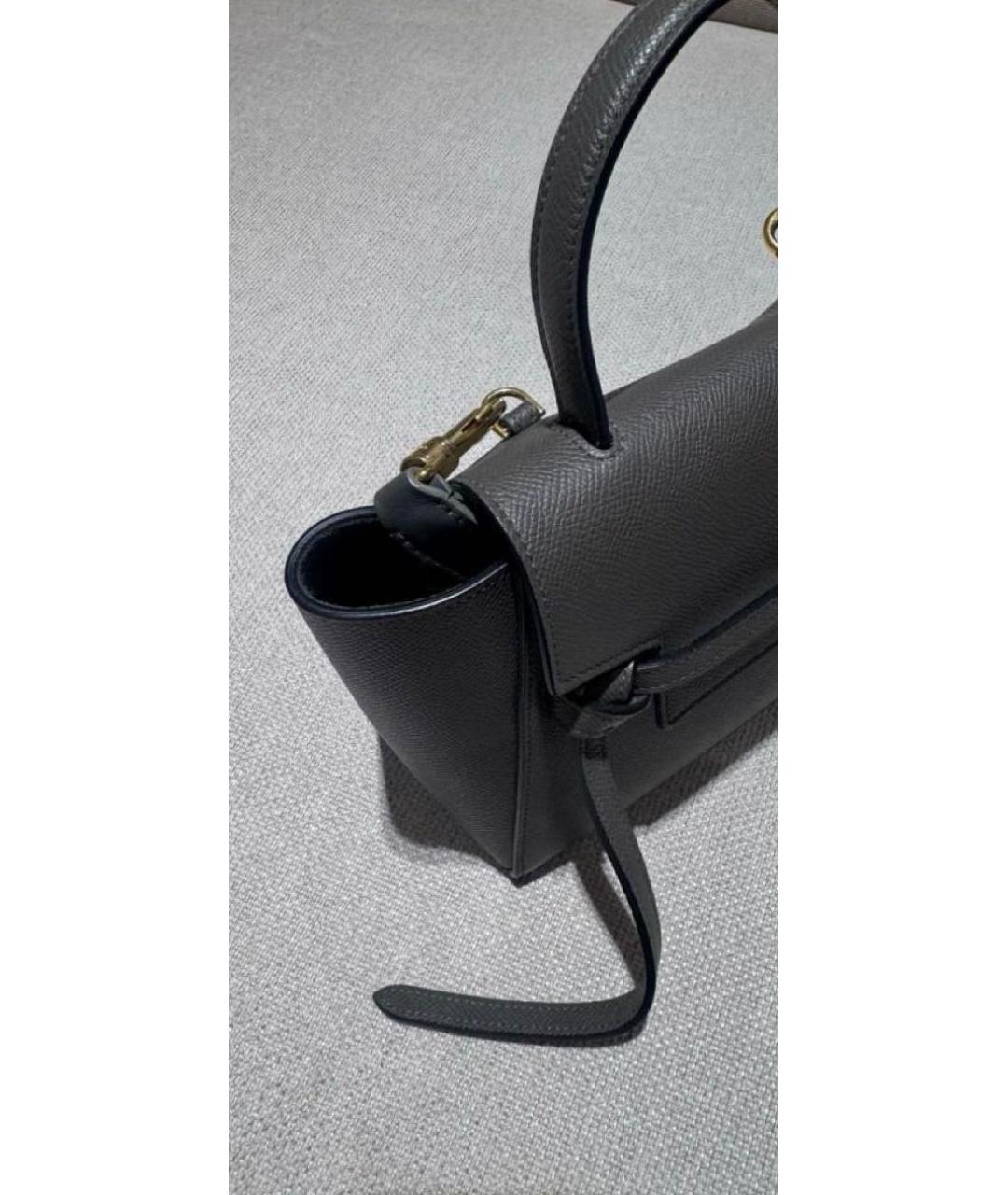 CELINE Серая кожаная сумка с короткими ручками, фото 7