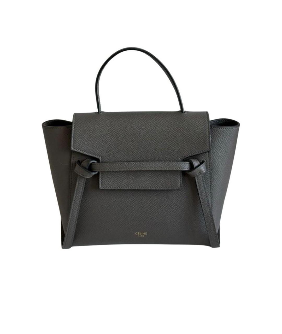 CELINE Серая кожаная сумка с короткими ручками, фото 1