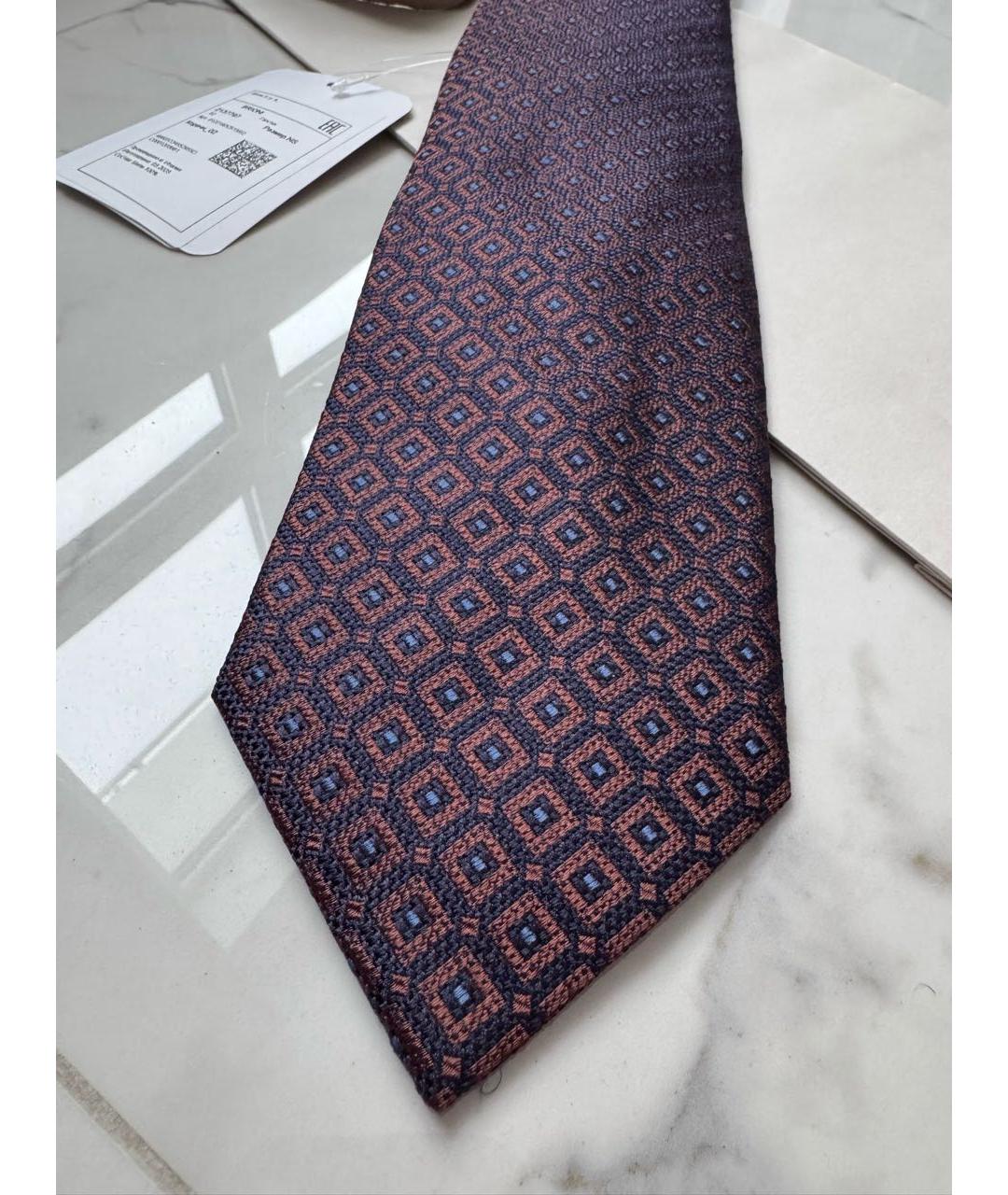 BRIONI Темно-синий шелковый галстук, фото 6