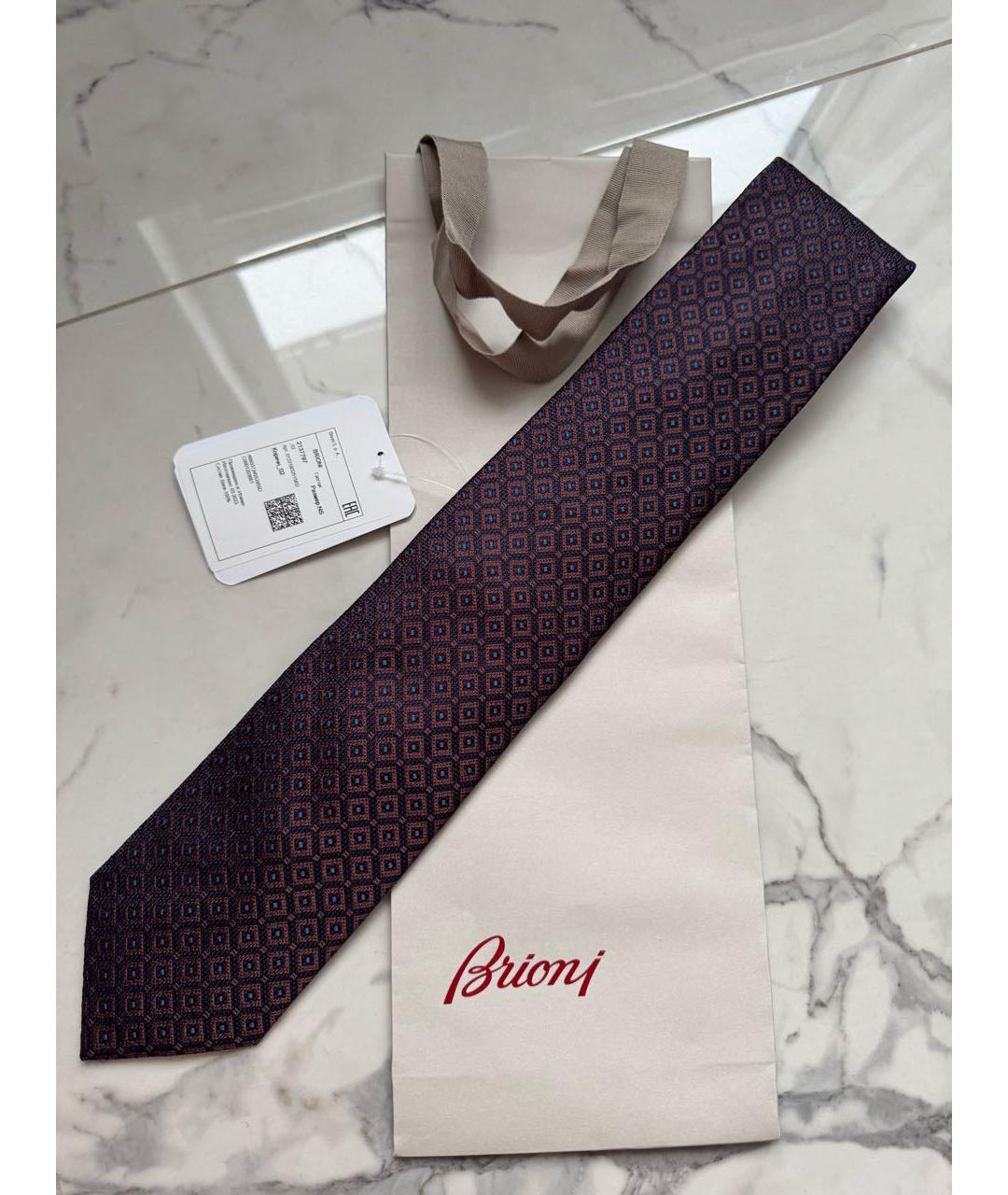 BRIONI Темно-синий шелковый галстук, фото 5