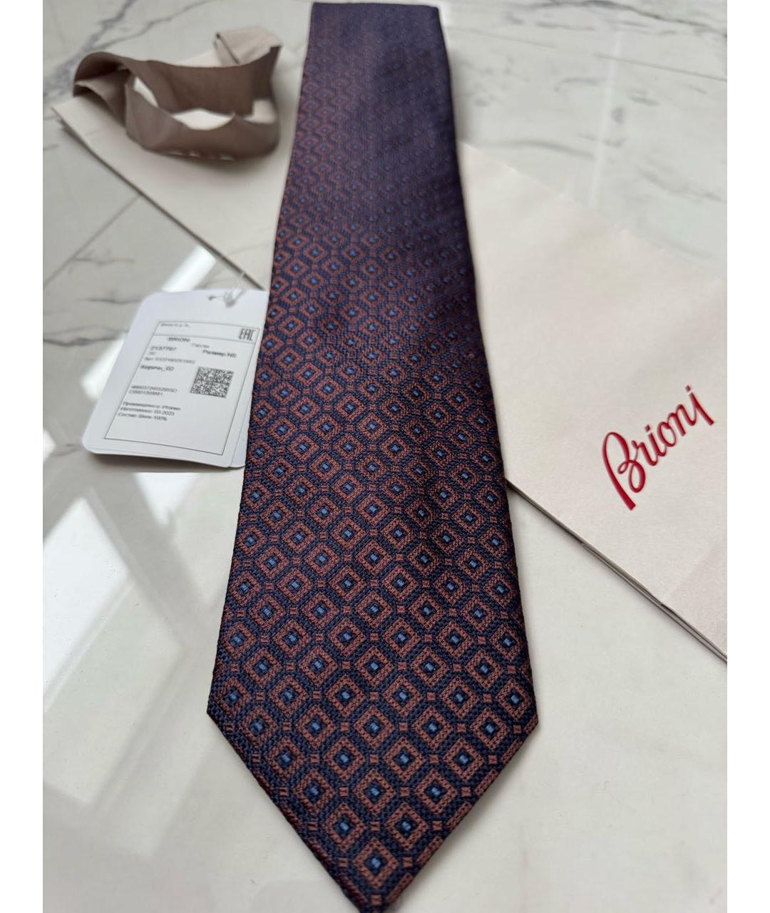 BRIONI Темно-синий шелковый галстук, фото 4