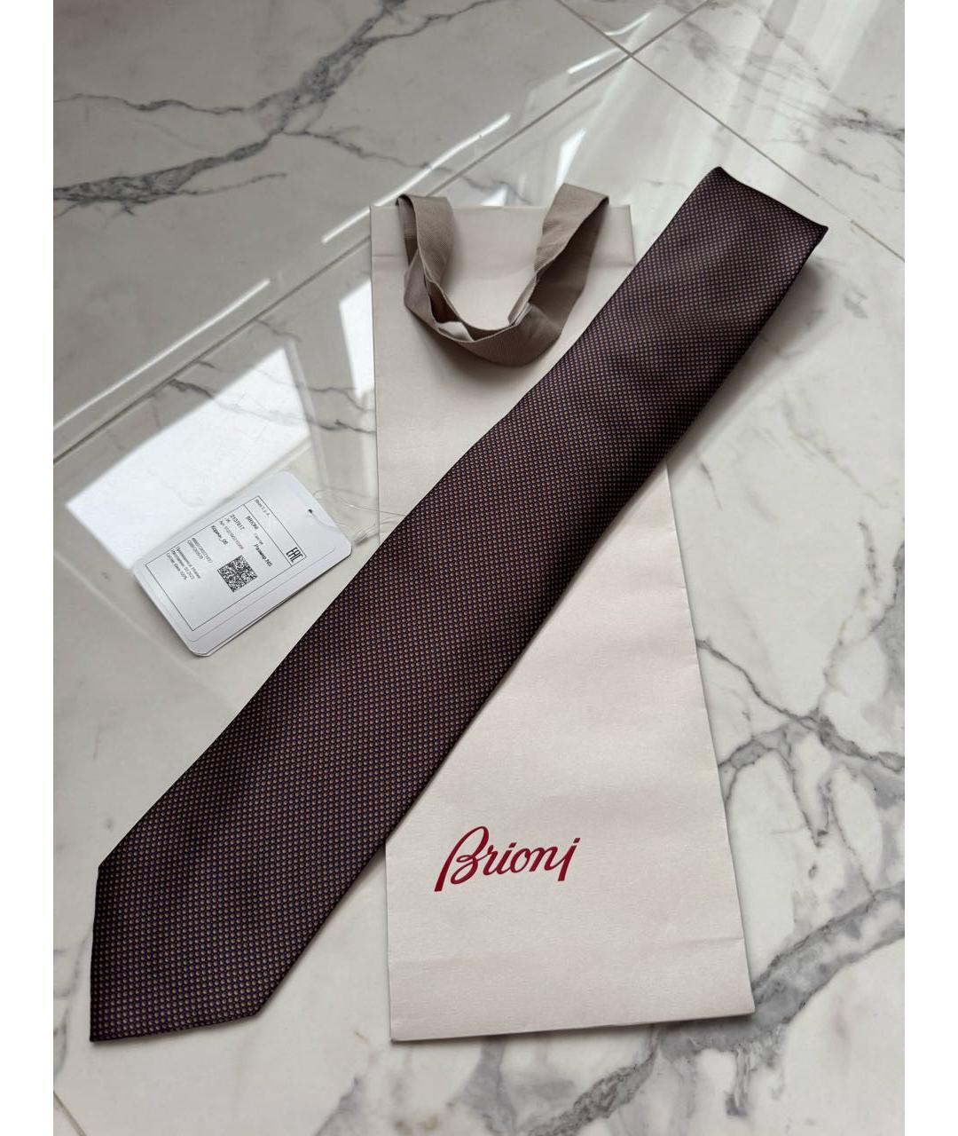 BRIONI Коричневый шелковый галстук, фото 3