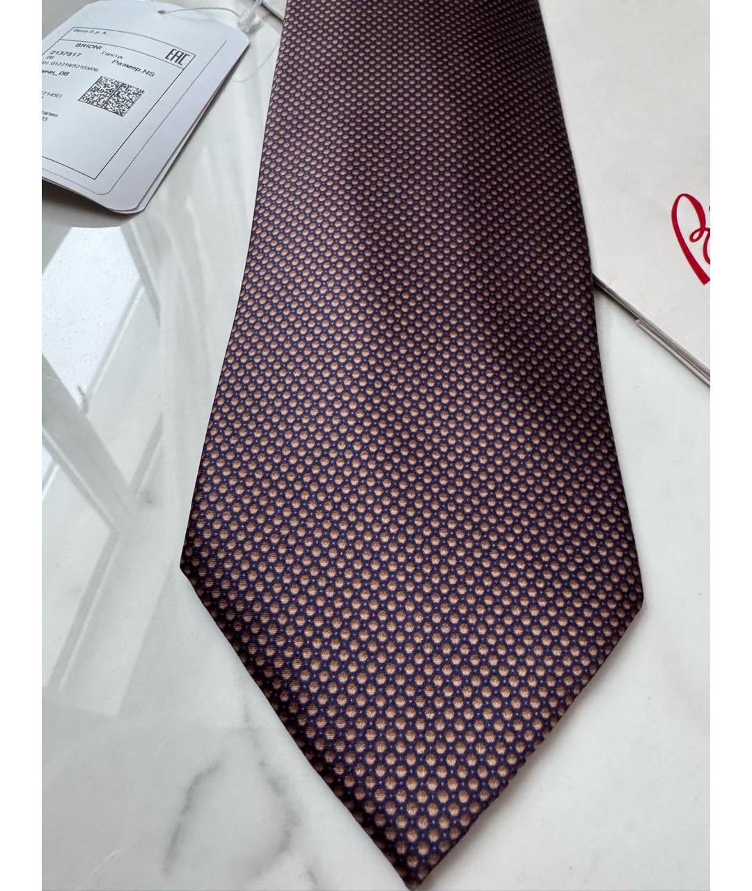 BRIONI Коричневый шелковый галстук, фото 5