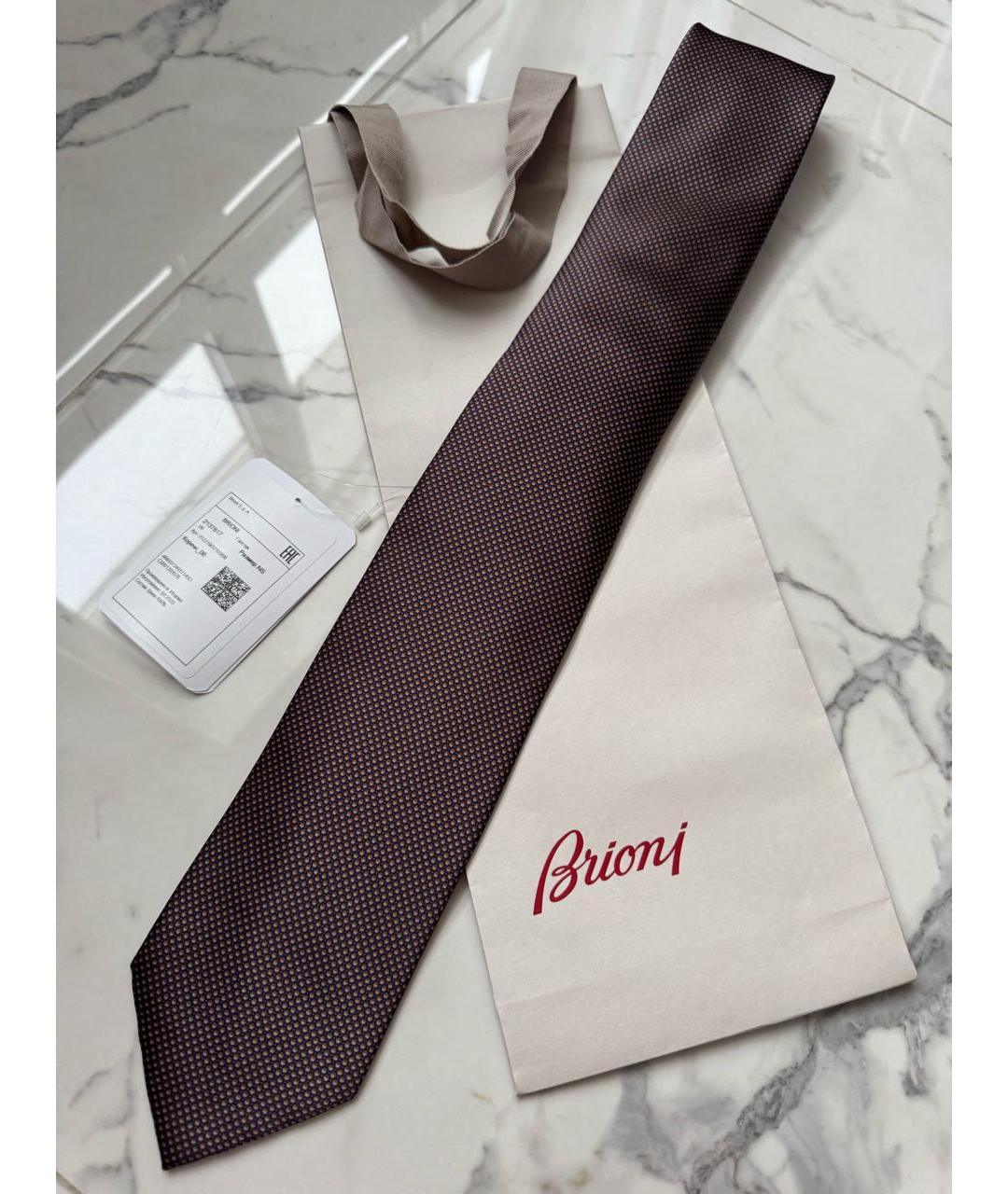 BRIONI Коричневый шелковый галстук, фото 2