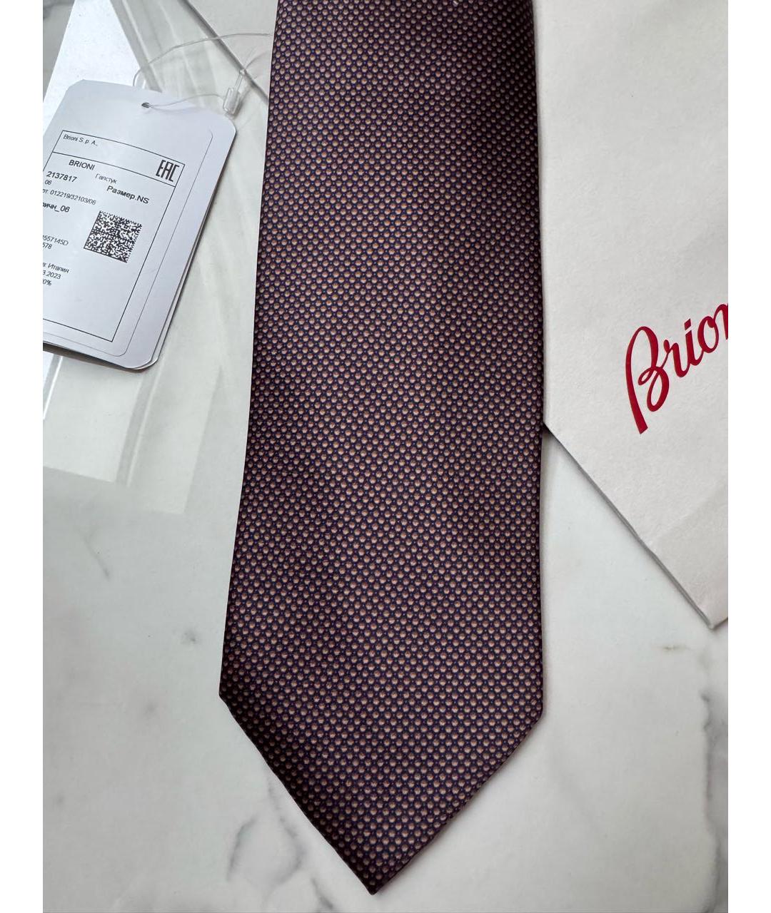BRIONI Коричневый шелковый галстук, фото 4