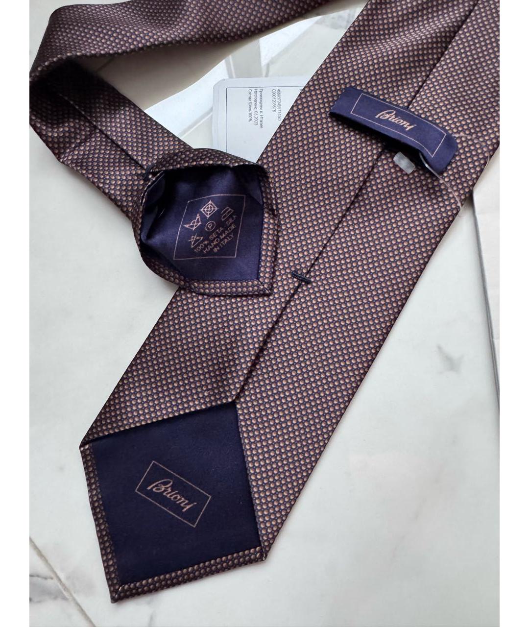 BRIONI Коричневый шелковый галстук, фото 6