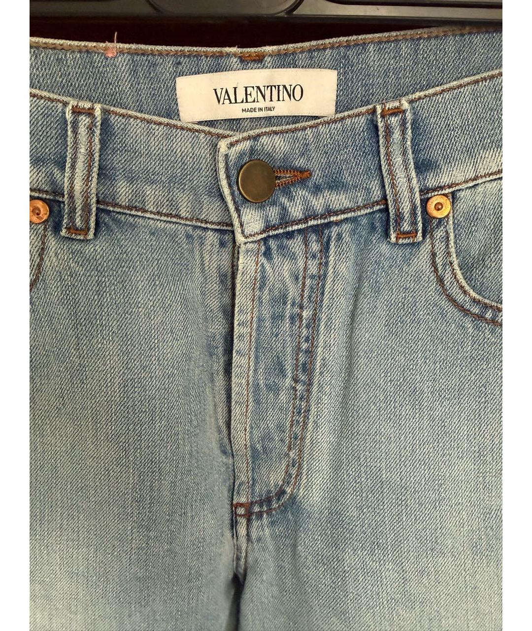 VALENTINO Голубые хлопковые прямые джинсы, фото 3