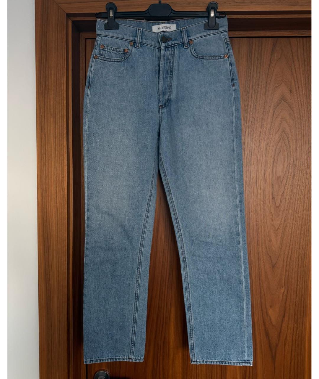 VALENTINO Голубые хлопковые прямые джинсы, фото 6