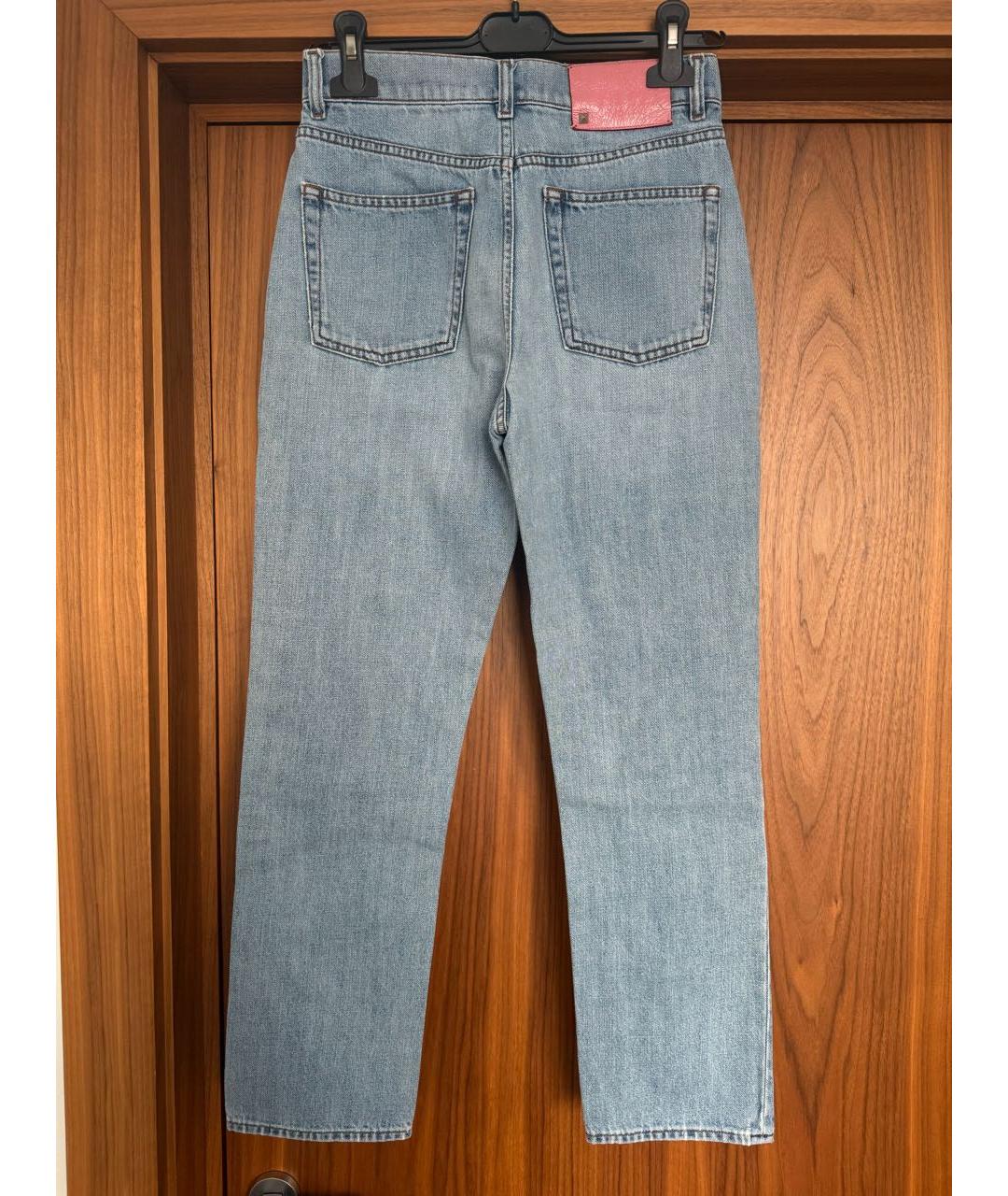 VALENTINO Голубые хлопковые прямые джинсы, фото 2