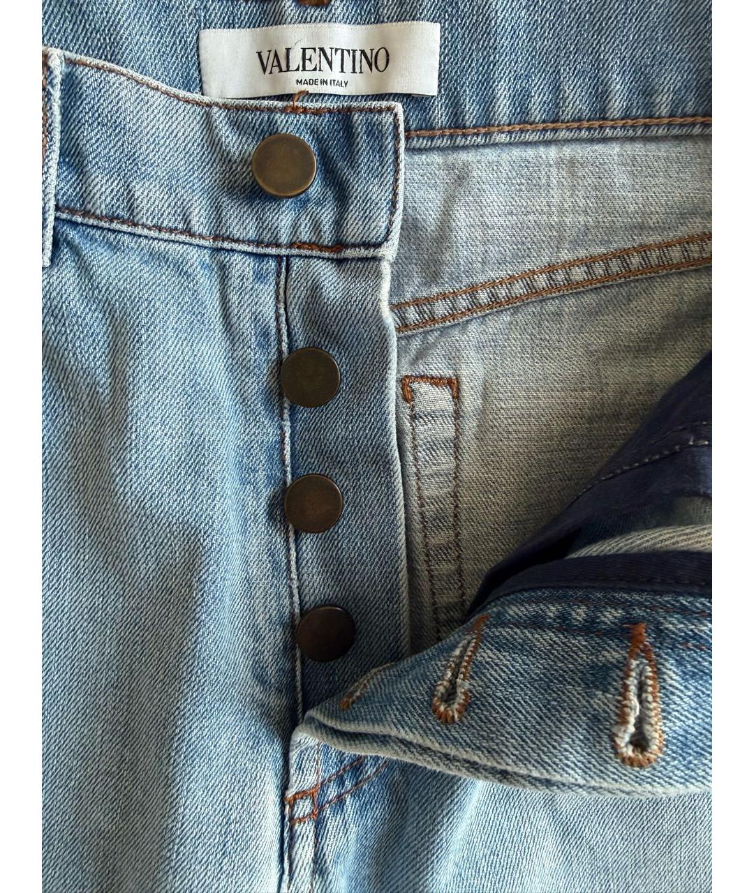 VALENTINO Голубые хлопковые прямые джинсы, фото 4