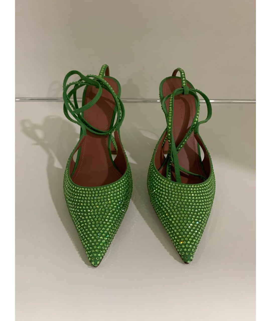 Amina Muaddi Зеленые кожаные туфли, фото 3