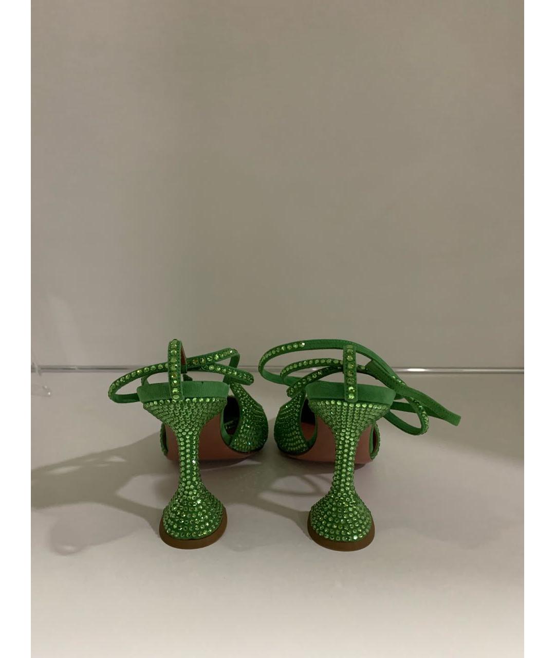 Amina Muaddi Зеленые кожаные туфли, фото 5