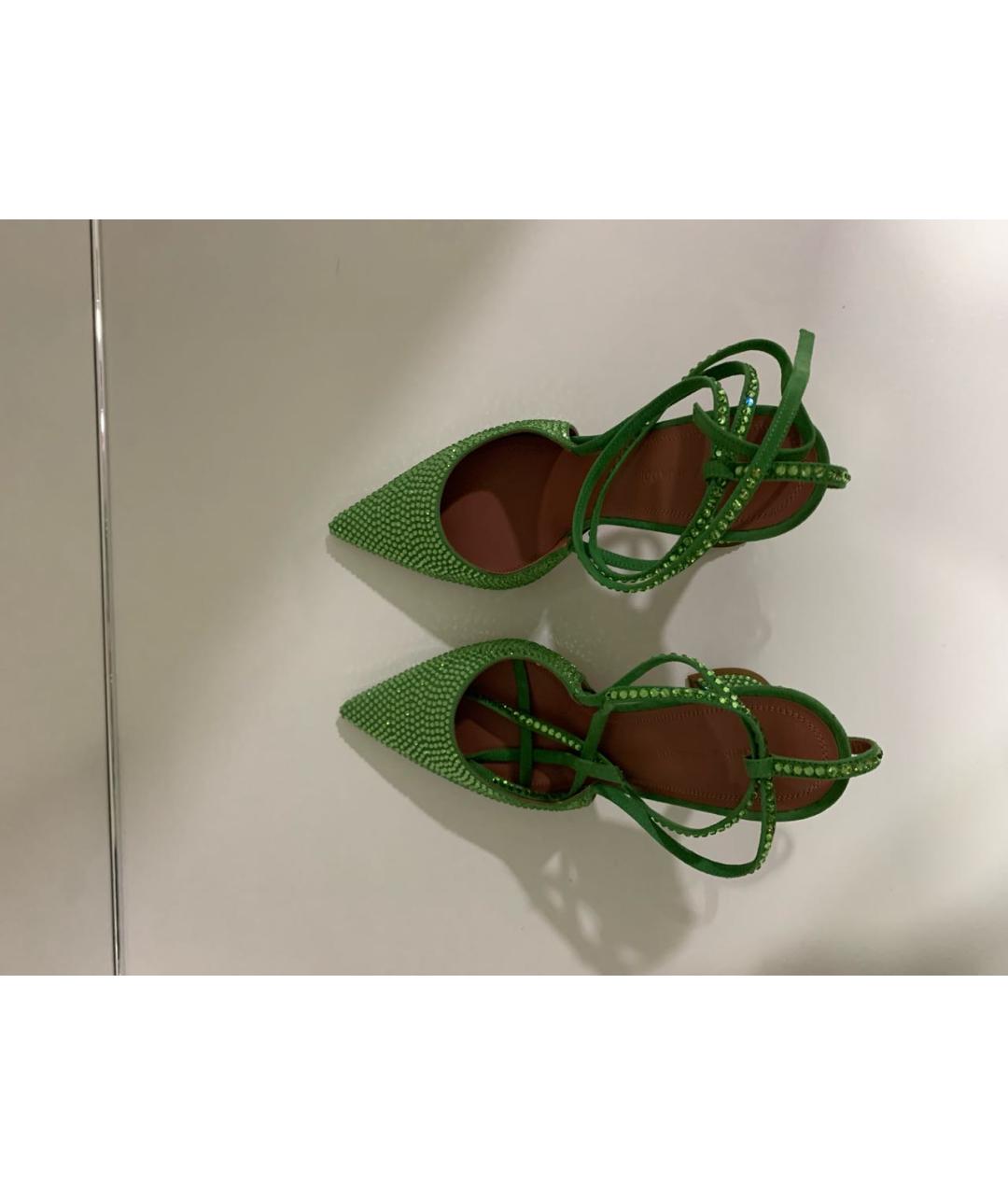 Amina Muaddi Зеленые кожаные туфли, фото 4