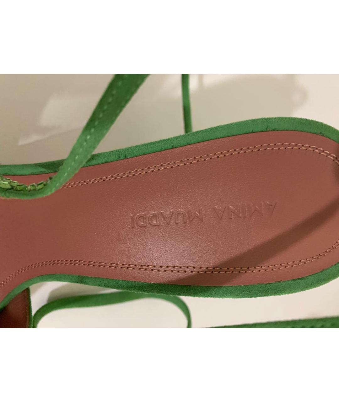 Amina Muaddi Зеленые кожаные туфли, фото 8