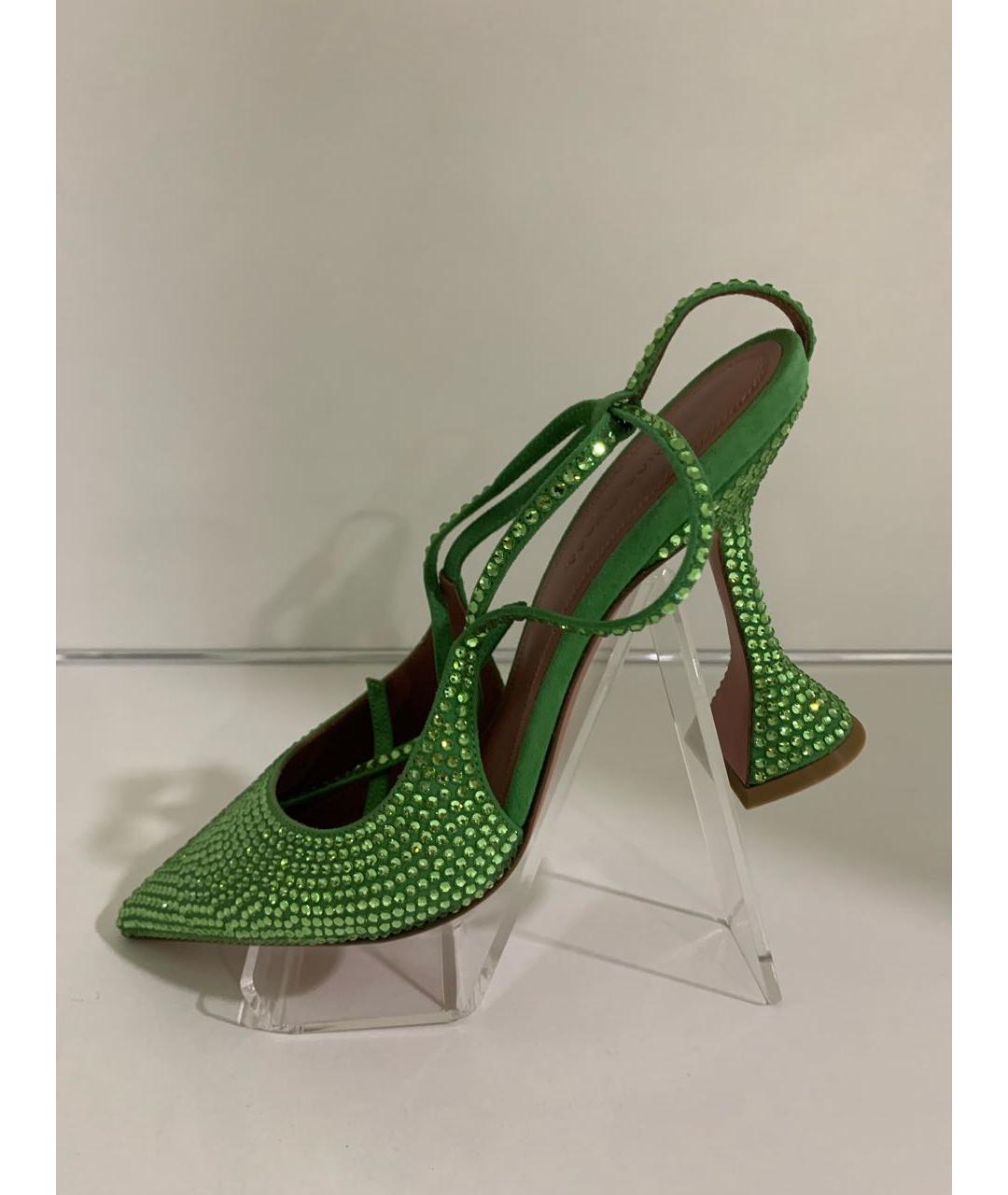 Amina Muaddi Зеленые кожаные туфли, фото 2