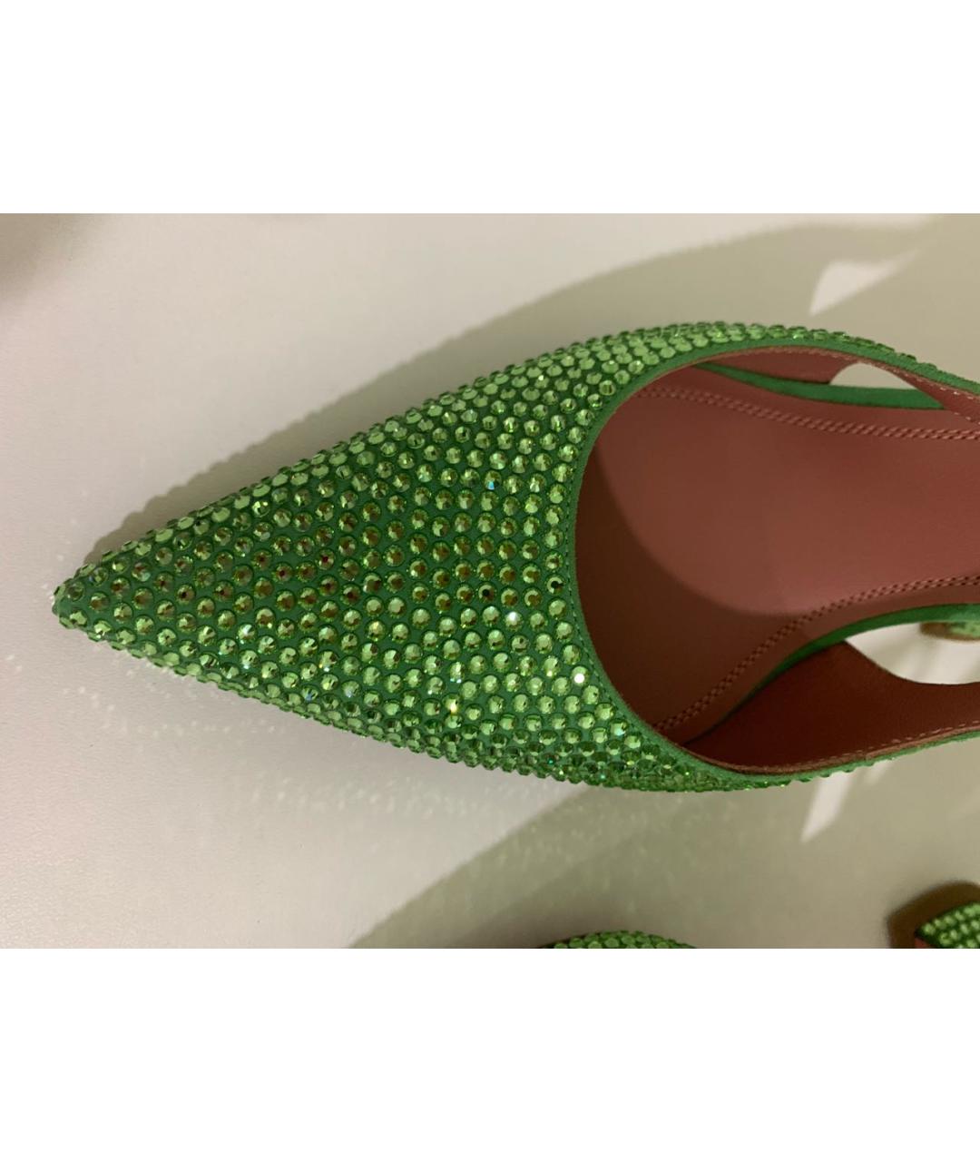 Amina Muaddi Зеленые кожаные туфли, фото 7