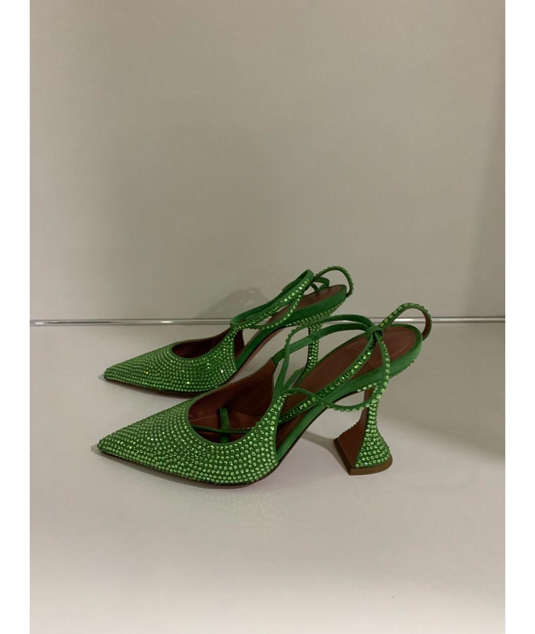 Amina Muaddi Зеленые кожаные туфли, фото 9