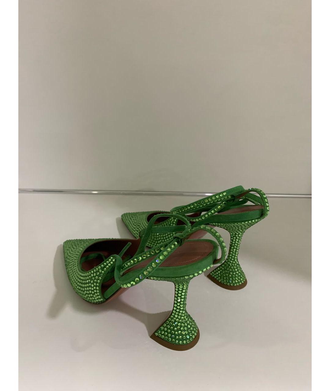 Amina Muaddi Зеленые кожаные туфли, фото 6