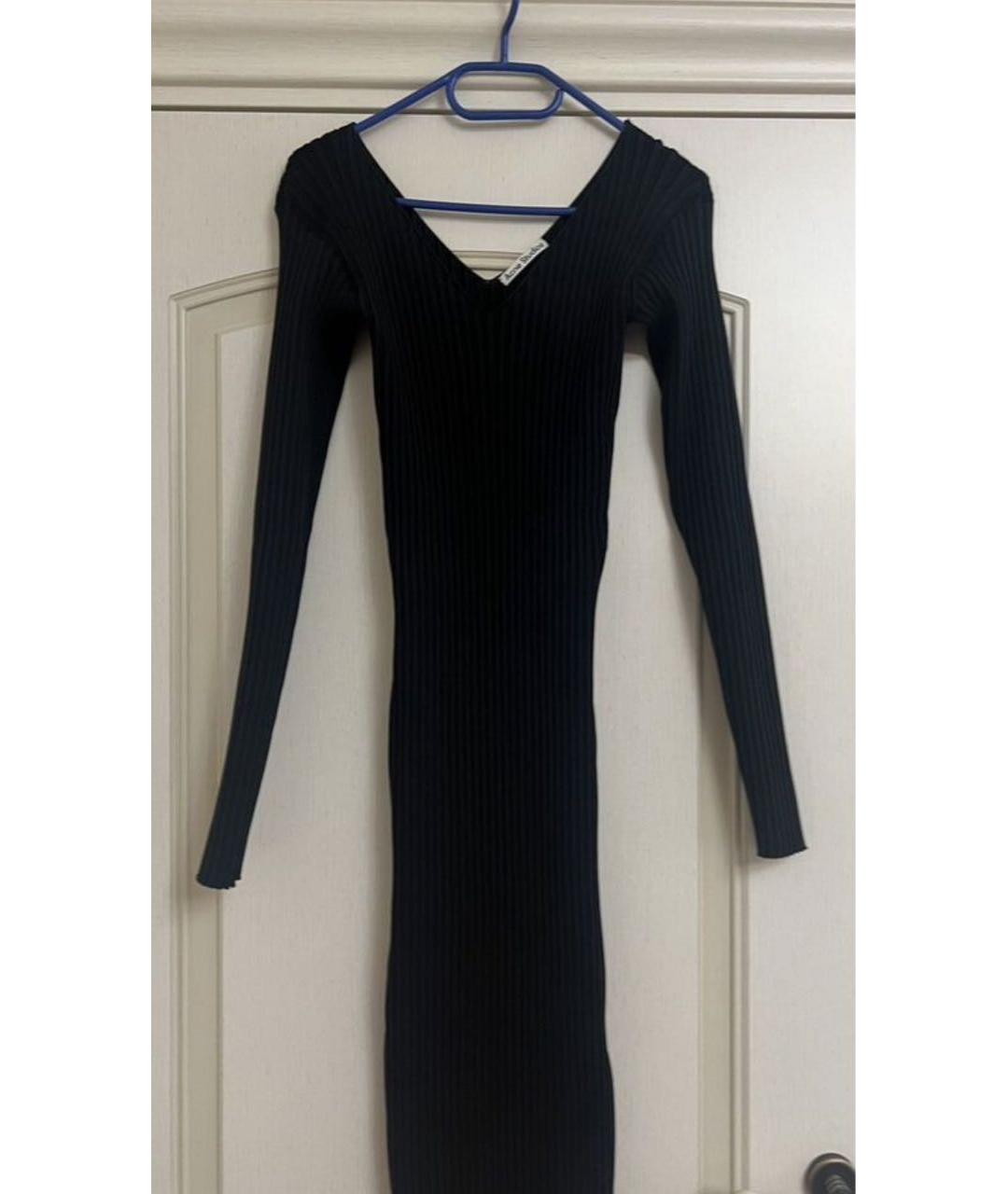 ACNE STUDIOS Черное хлопко-эластановое повседневное платье, фото 4