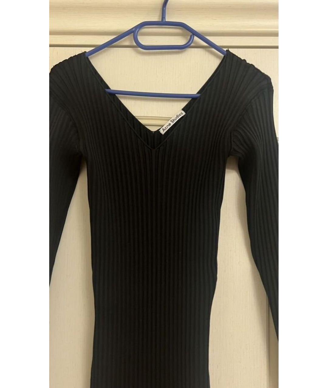 ACNE STUDIOS Черное хлопко-эластановое повседневное платье, фото 5