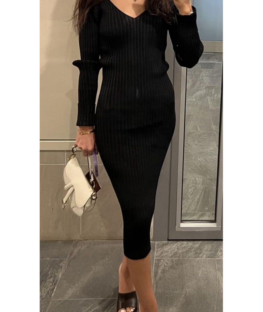 ACNE STUDIOS Черное хлопко-эластановое повседневное платье, фото 7