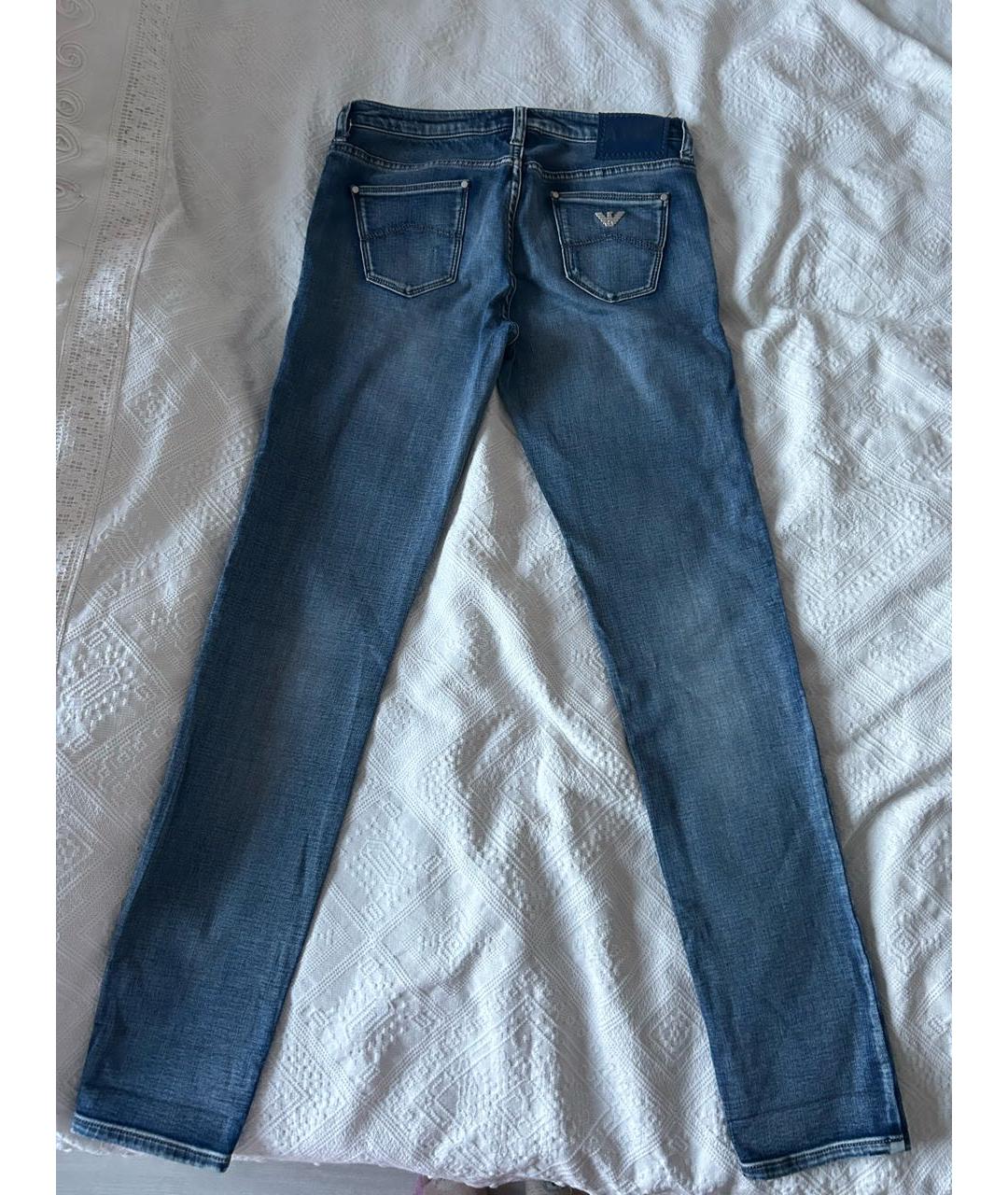 ARMANI JEANS Голубые хлопко-эластановые джинсы слим, фото 2