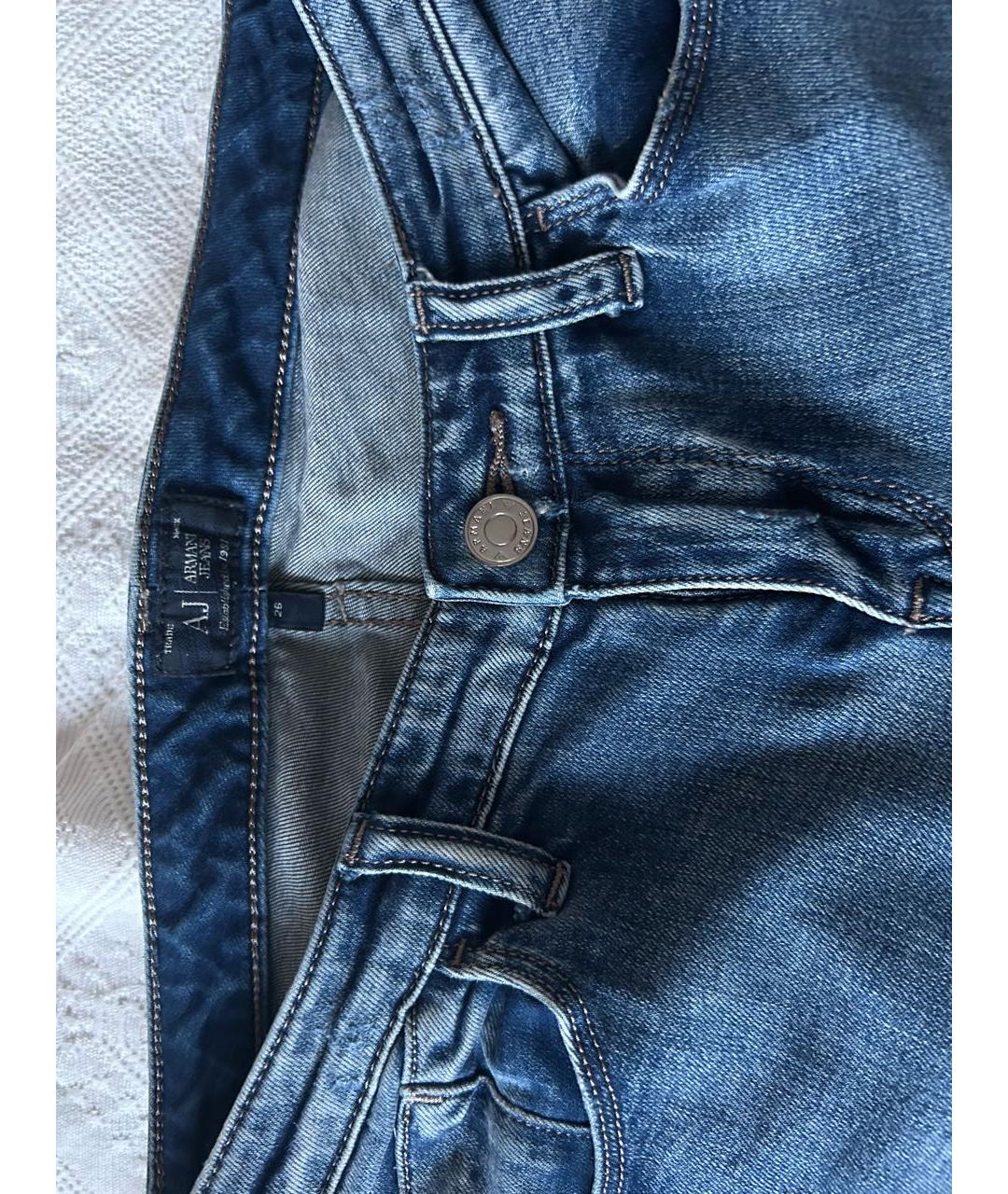 ARMANI JEANS Голубые хлопко-эластановые джинсы слим, фото 6