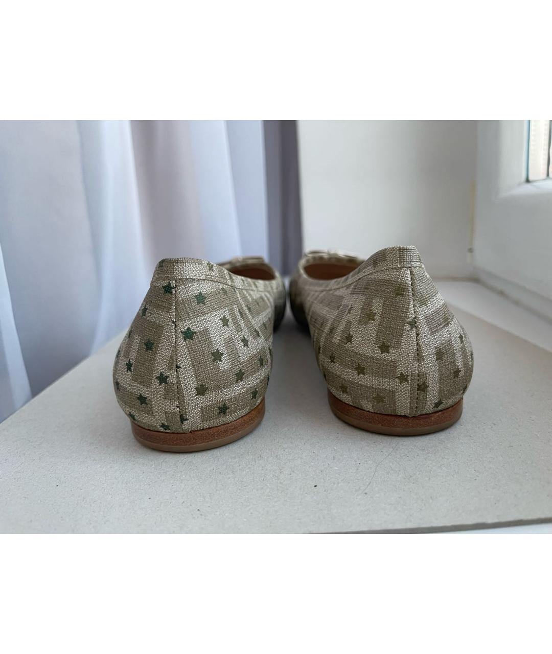 FENDI Бежевые текстильные балетки, фото 5