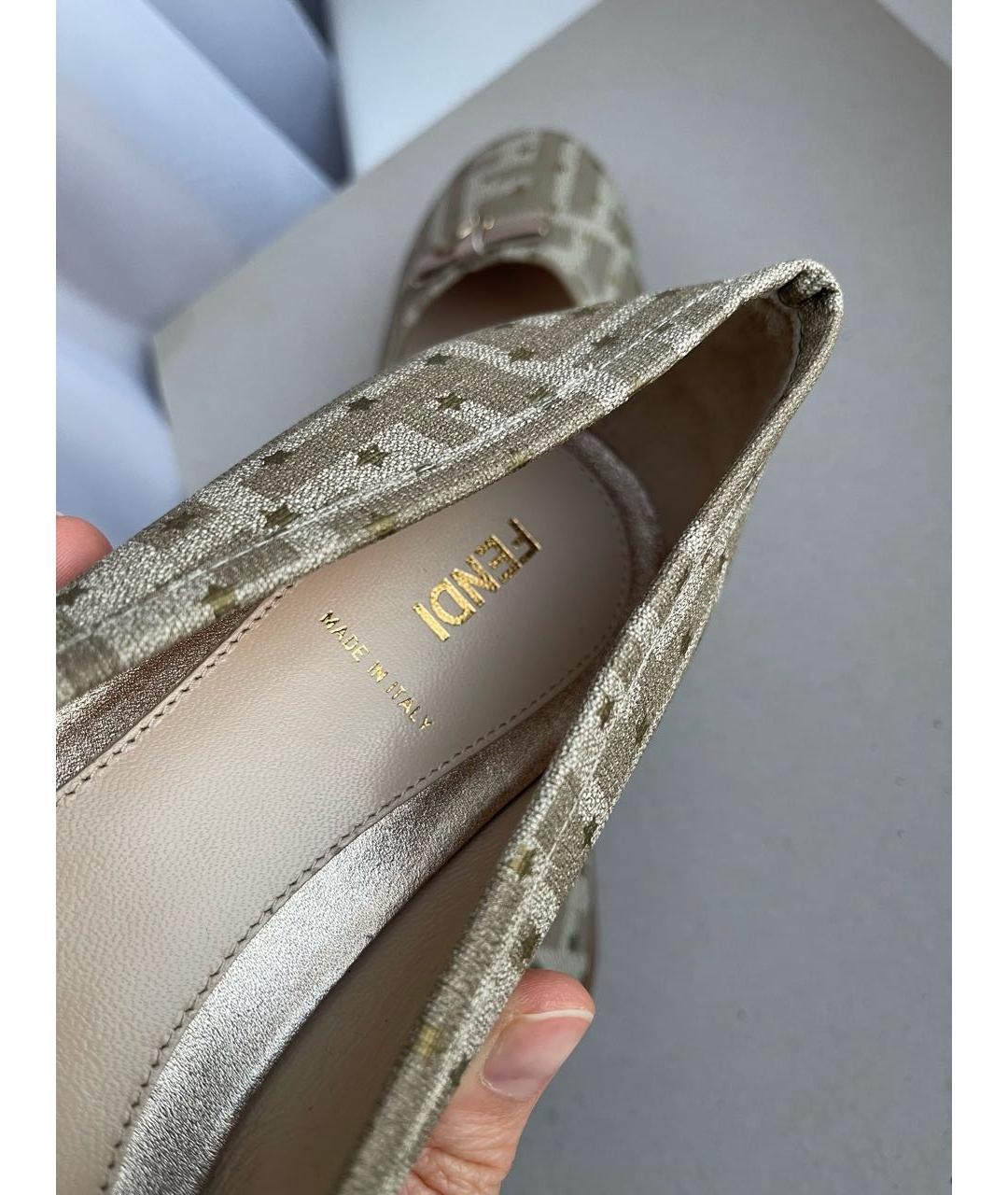 FENDI Бежевые текстильные балетки, фото 7