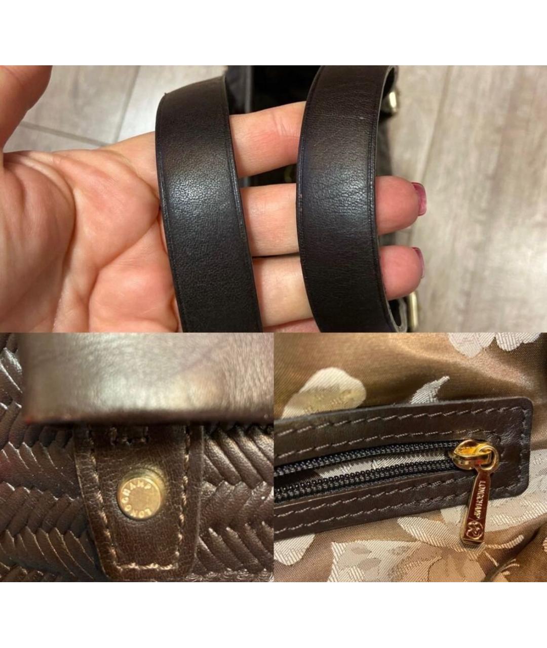 LONGCHAMP Коричневая кожаная сумка с короткими ручками, фото 6