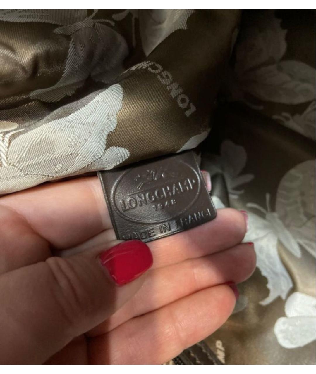 LONGCHAMP Коричневая кожаная сумка с короткими ручками, фото 8