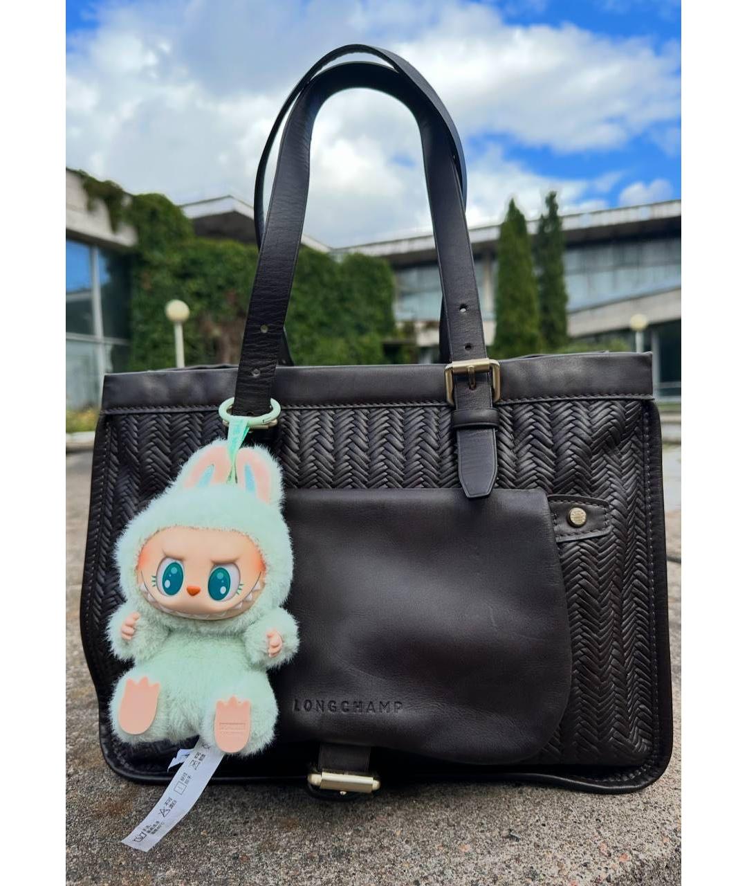 LONGCHAMP Коричневая кожаная сумка с короткими ручками, фото 5