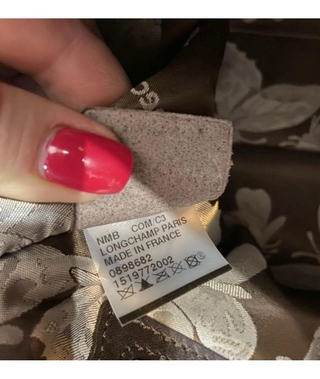 LONGCHAMP Коричневая кожаная сумка с короткими ручками, фото 7